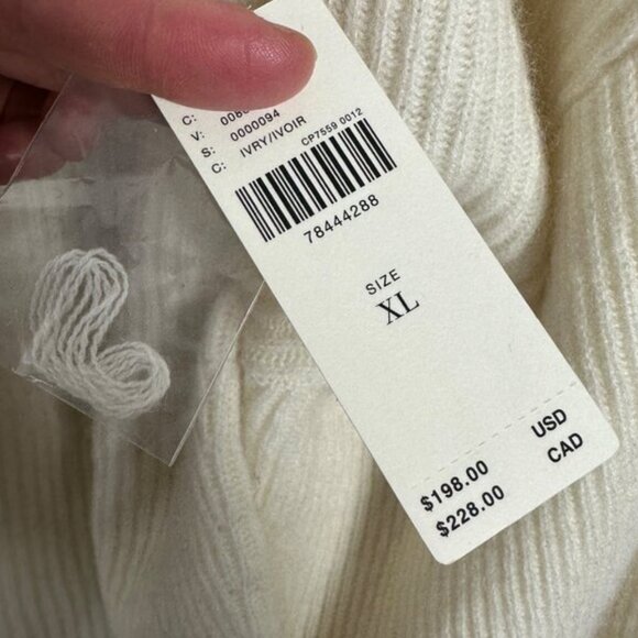 NWT Anthropologie 100% Cashmere Ribbed Mock Neck Jumper sweater Ivory Size XL - Picture 12 of 15